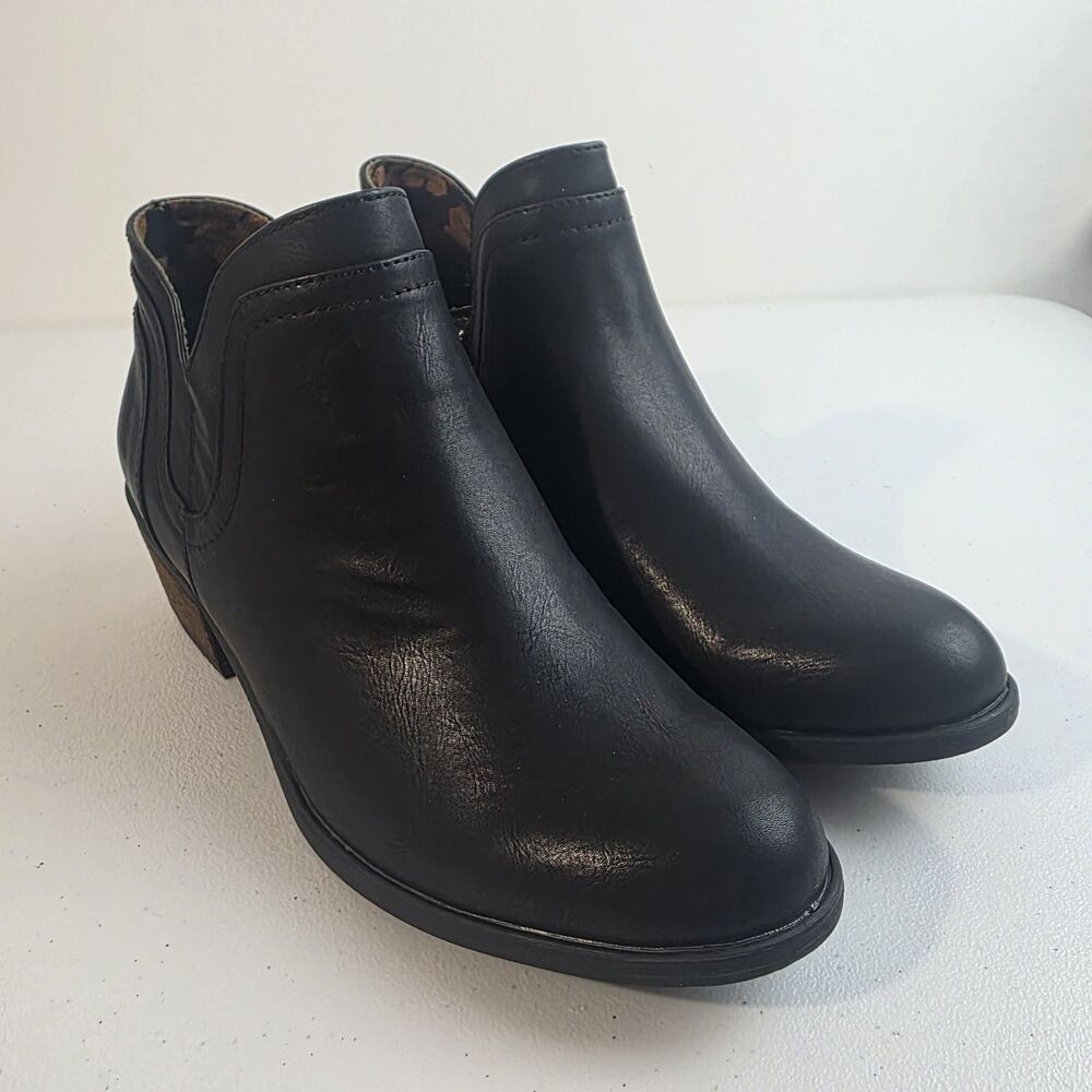 BOC Born Concepts Womens Lena Stacked Heel Booties Black Size 6.5 New in Box NIB